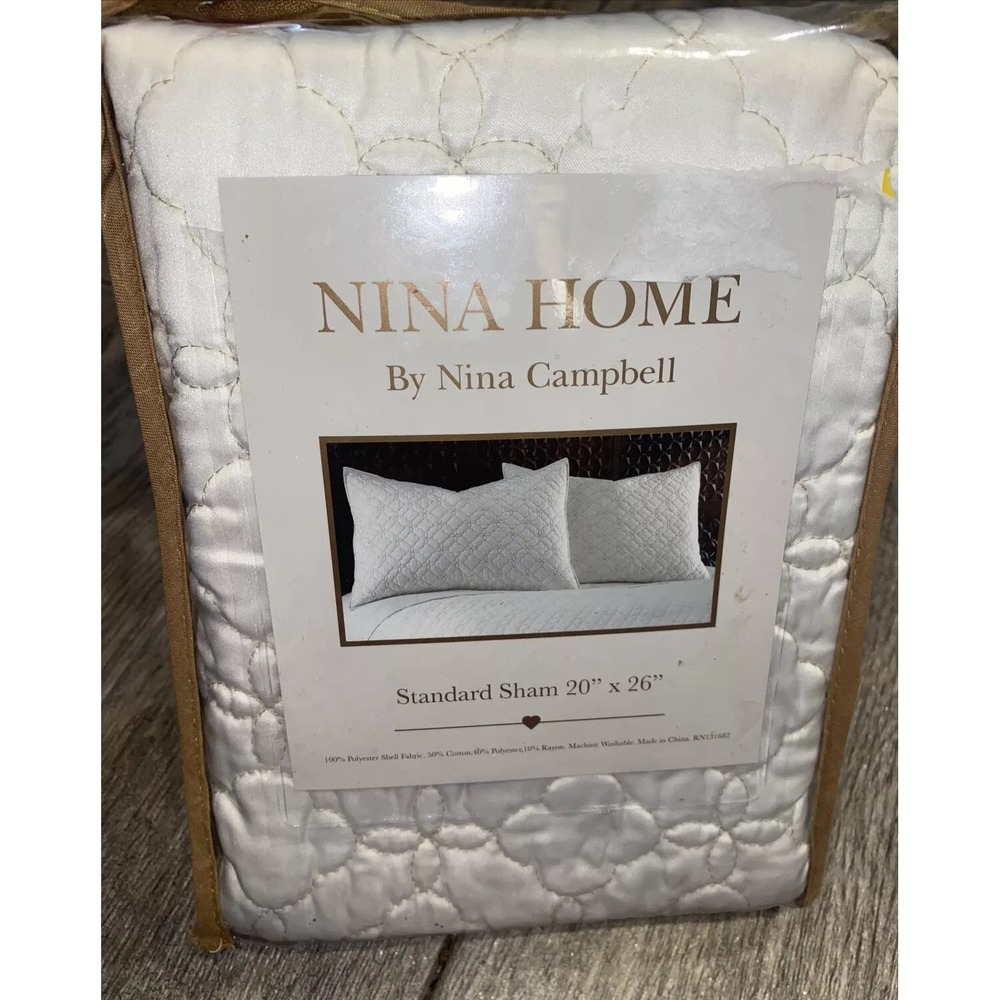 NEW NINA HOME STANDARD‎ PILLOW SHAM WHITE PUFFER 20 X 26